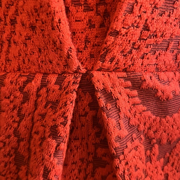 Orange paisley light zipped sweater w shawl collar. - Picture 7 of 10